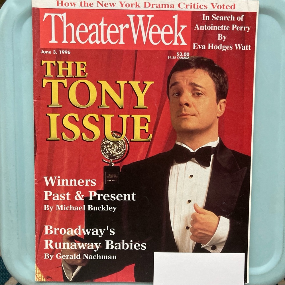 Nathan Lane Theater Week Magazine June 3 1996 Tony Awards Host Label Attached
